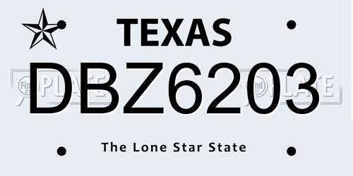 DBZ6203 Texas License Plate