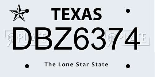 DBZ6374 Texas License Plate