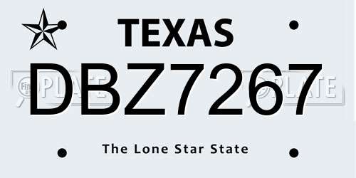 DBZ7267 Texas License Plate