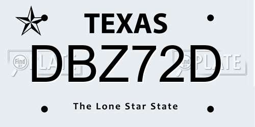 DBZ72D Texas License Plate