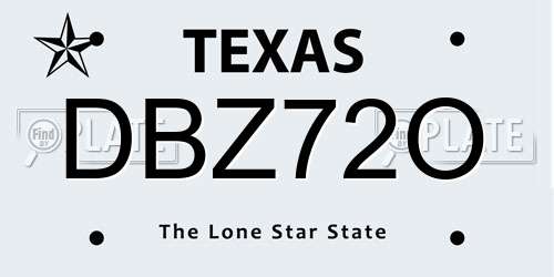 DBZ72O Texas License Plate
