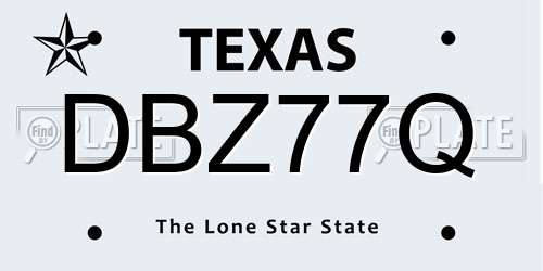 DBZ77Q Texas License Plate