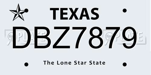 DBZ7879 Texas License Plate
