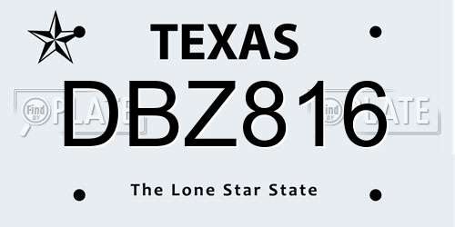 DBZ816 Texas License Plate