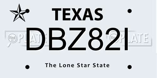 DBZ82I Texas License Plate