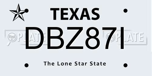 DBZ87I Texas License Plate