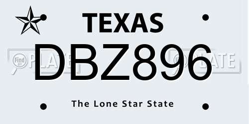 DBZ896 Texas License Plate