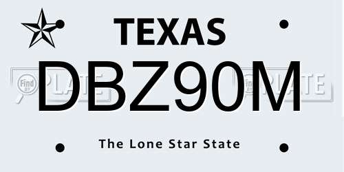 DBZ90M Texas License Plate