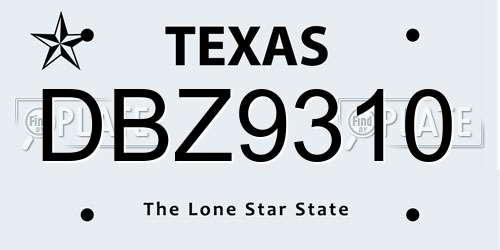 DBZ9310 Texas License Plate