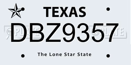 DBZ9357 Texas License Plate