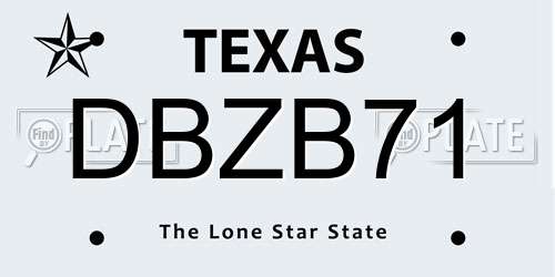 DBZB71 Texas License Plate