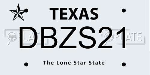 DBZS21 Texas License Plate