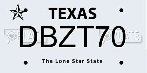 DBZT70 Texas License Plate