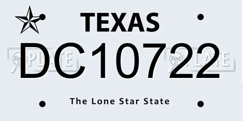 DC10722 Texas License Plate