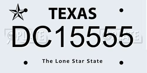 DC15555 Texas License Plate