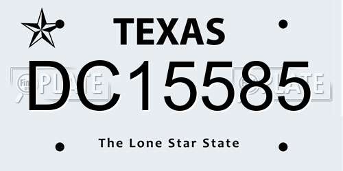DC15585 Texas License Plate