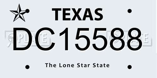 DC15588 Texas License Plate