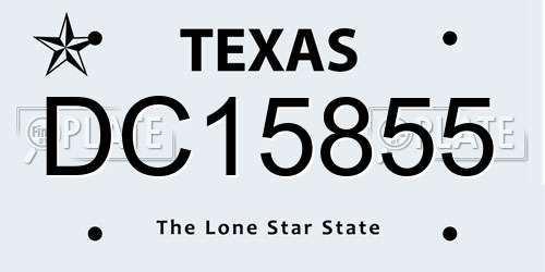 DC15855 Texas License Plate
