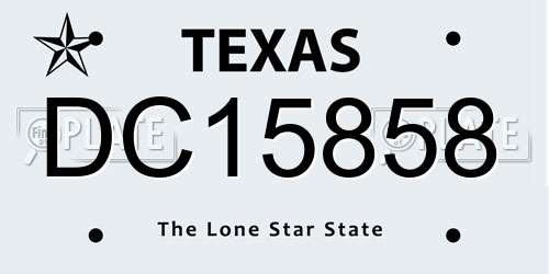DC15858 Texas License Plate