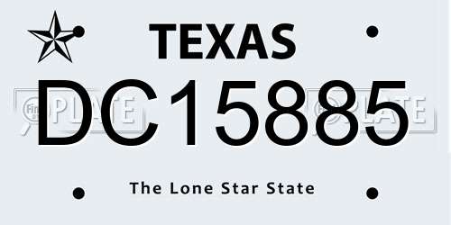 DC15885 Texas License Plate