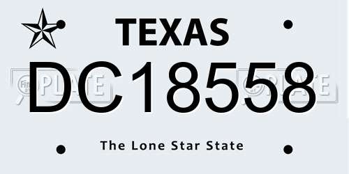 DC18558 Texas License Plate