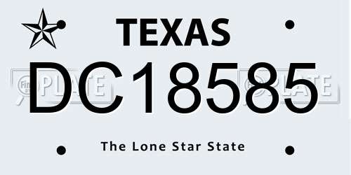 DC18585 Texas License Plate