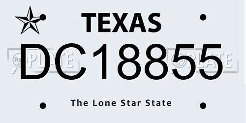 DC18855 Texas License Plate