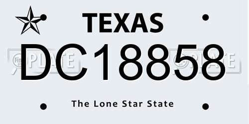 DC18858 Texas License Plate