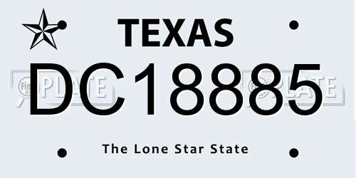 DC18885 Texas License Plate