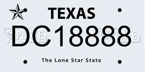 DC18888 Texas License Plate