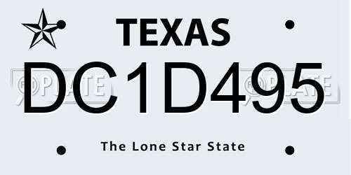 DC1D495 Texas License Plate