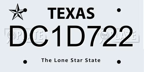 DC1D722 Texas License Plate