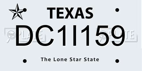 DC1I159 Texas License Plate