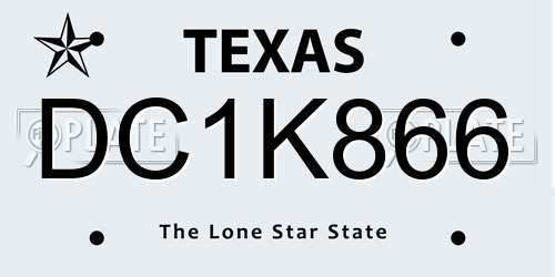 DC1K866 Texas License Plate