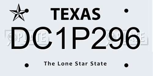 DC1P296 Texas License Plate
