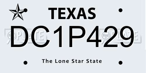 DC1P429 Texas License Plate