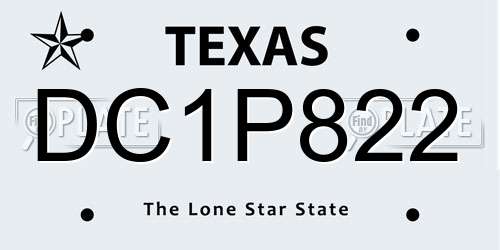 DC1P822 Texas License Plate