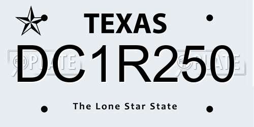 DC1R250 Texas License Plate