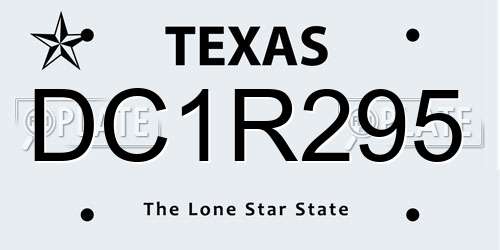DC1R295 Texas License Plate