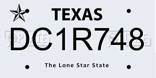 DC1R748 Texas License Plate