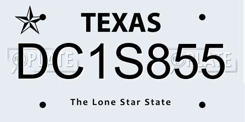 DC1S855 Texas License Plate