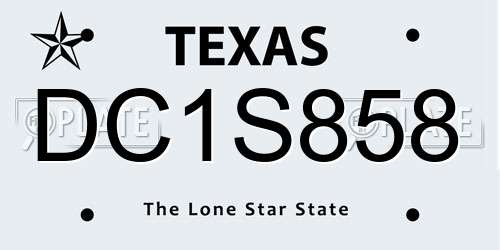 DC1S858 Texas License Plate