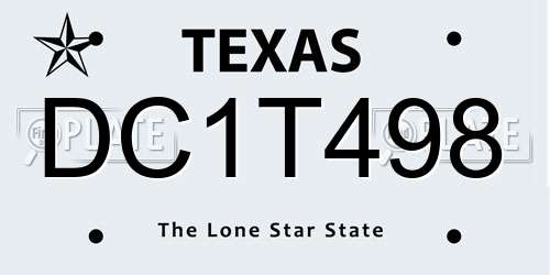 DC1T498 Texas License Plate