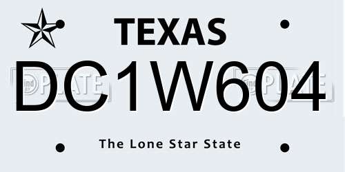 DC1W604 Texas License Plate