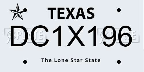 DC1X196 Texas License Plate