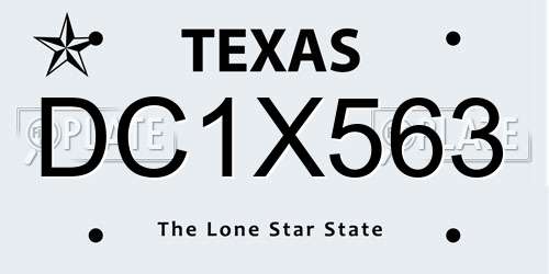 DC1X563 Texas License Plate
