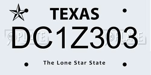 DC1Z303 Texas License Plate