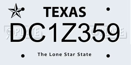 DC1Z359 Texas License Plate