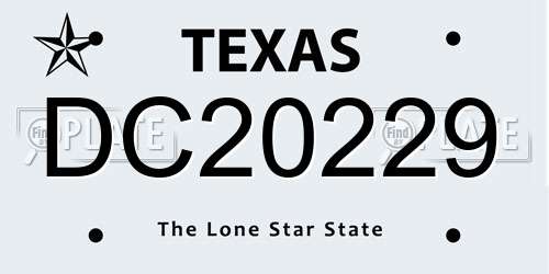 DC20229 Texas License Plate