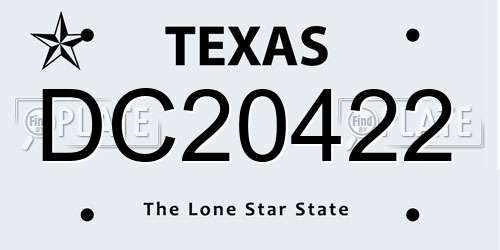 DC20422 Texas License Plate